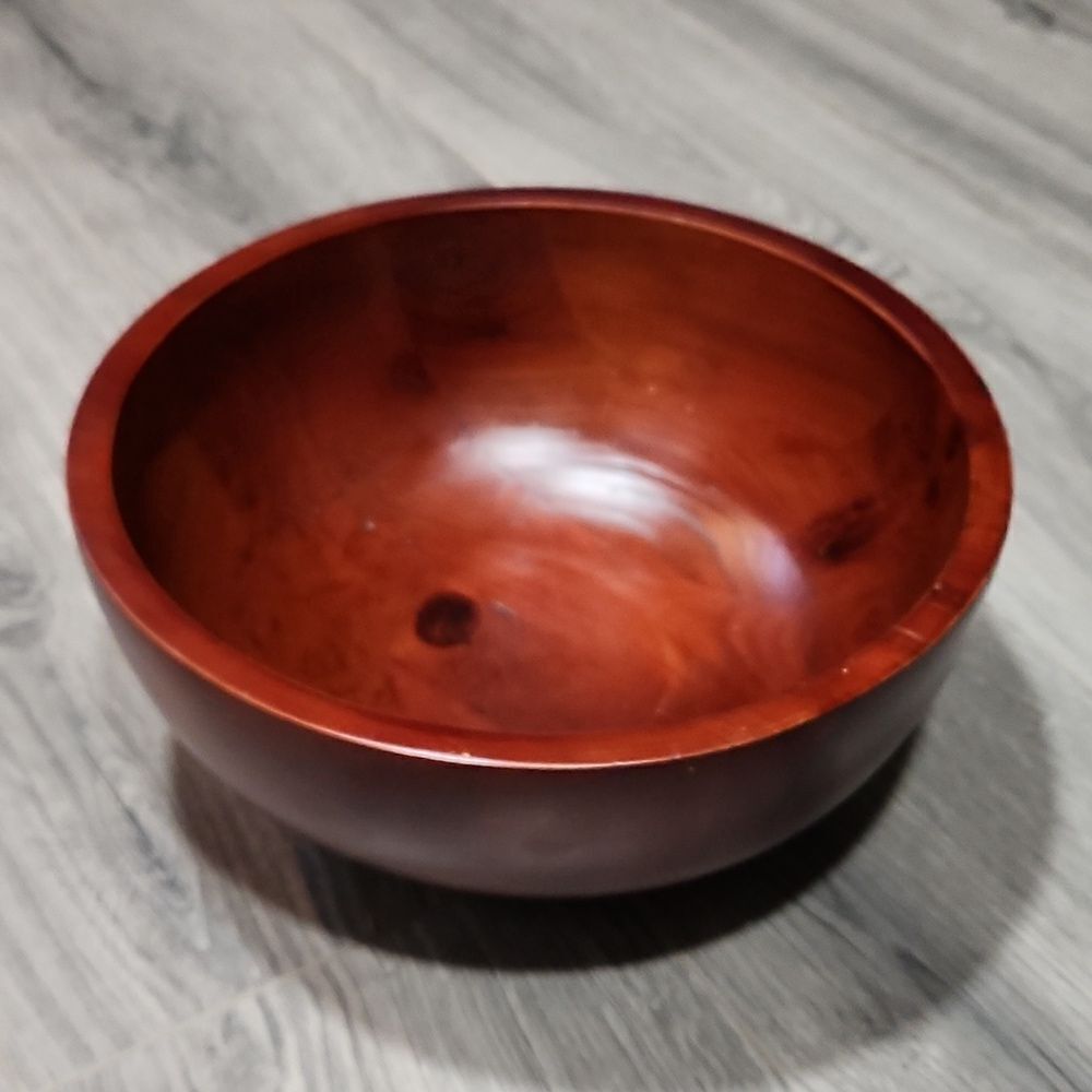 VINTAGE Cherry Wooden LG Pedestal Bowl